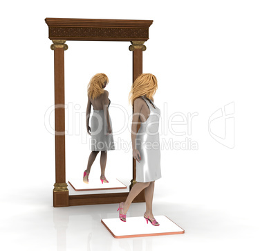 Frau vor einem Spiegel