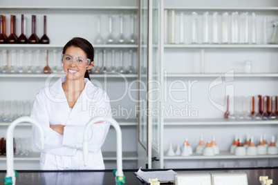 Smiling science student posing