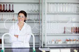 Smiling science student posing