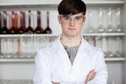 Male scientist posing