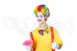 Clown mit rosa Blume