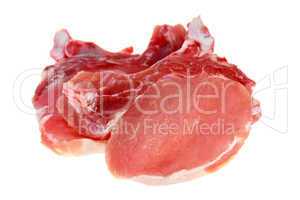 Schweinefleisch,Roh-Kotelett,isoliert auf Weiss