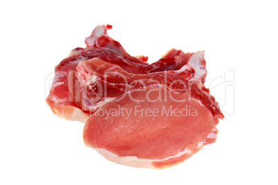 Schweinefleisch,Roh-Kotelett,isoliert auf Weiss