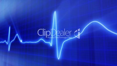 seamless loop blue background EKG electrocardiogram pulse real waveform