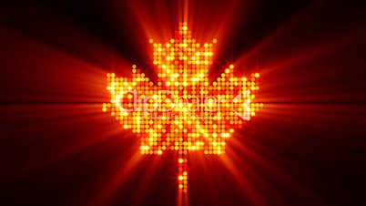 maple leaf of glowing red yellow particles with alpha matte