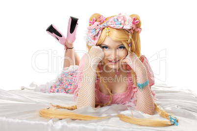 Young woman in lolita costume cosplay isloated