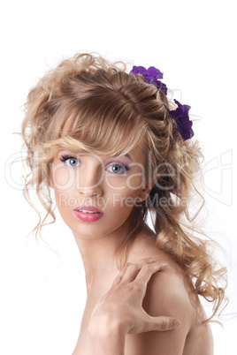 Pretty young beautiful woman with hair style