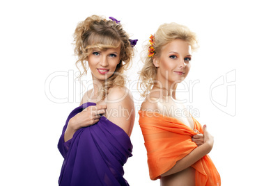 Two pretty young woman with hair style