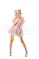 Young woman in lolita costume cosplay isolated