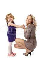 Happy mother and child smile isolated