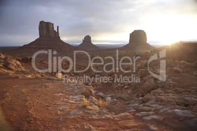 Sunrise in Monument Valley.