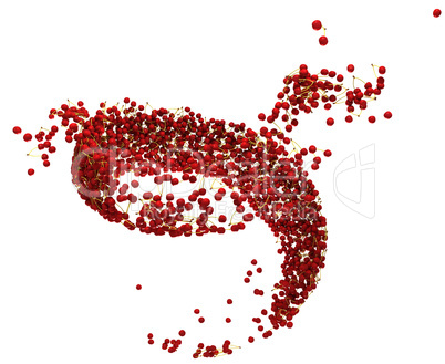 Ripe fruits: Red cherry flow isolated