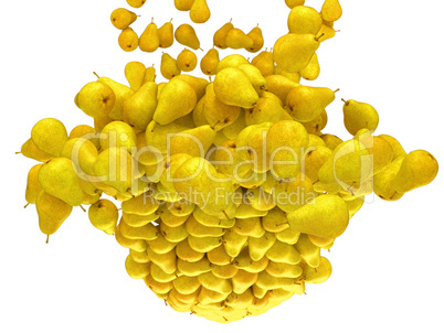 Ripe fruits: yellow pears flow isolated