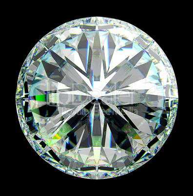 Top view of round diamond with green sparkles