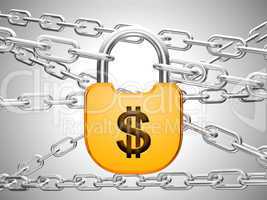 Dollar safety concept: padlock and chains