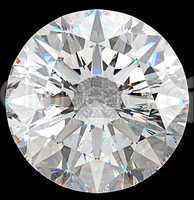 Gemstone: top view of round diamond isolated