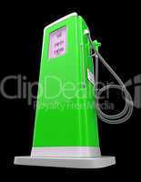 Green gas pump isolated over black