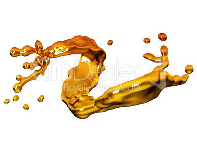 Splash of melted gold with drops