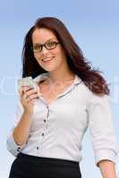 Businesswoman blue sky attractive with phone