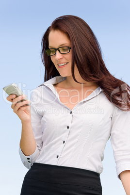 Businesswoman blue sky attractive with phone