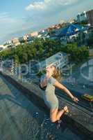 Young woman on roof