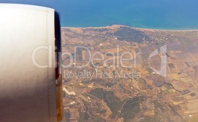 View through airplane porthole