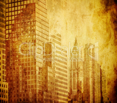 grunge image of new york skyline