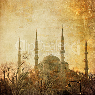 Vintage image of Blue Mosque, Istambul
