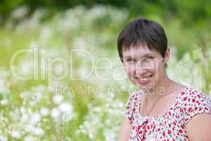 Portrait of a cheerful caucasian woman