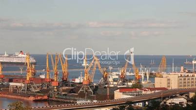 Ocean cruise ship leaves the port of Odessa, Ukraine (Queen Victoria)