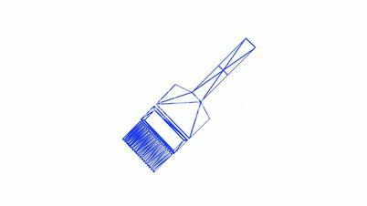 Rotation of 3D brush.paint,work,repair,wheel,interior,wall,roller,white,decorating,creative,Grid,mesh,sketch,structure,