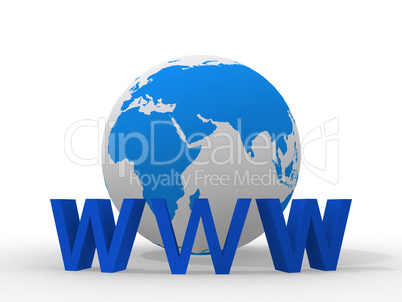 3d illustration of earth globe and mouse cursor, over white back