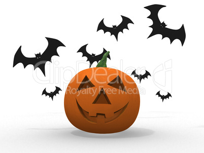 halloween pumpkin and bats
