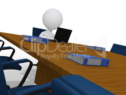 3d businessman waiting in meeting room in corporate office