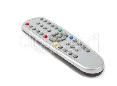 plastic remote control on white background