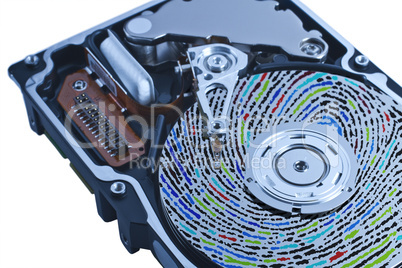 hard disk drive with colored fingerprint