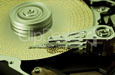hard disk drive with yellow data