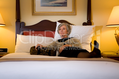 Mature female hotel guest