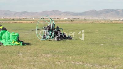 Power Parachute take off in field 0041