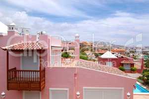 View on the pink villa, Tenerife island, Spain