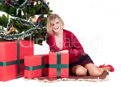 Happy woman with Christmas presents