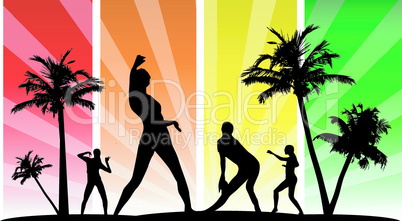 dancing silhouette group