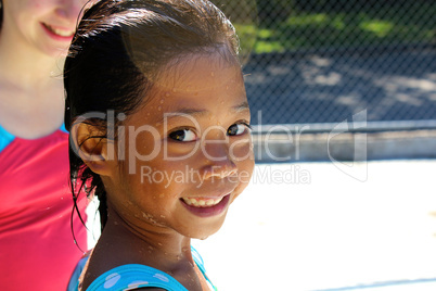 Little Asian Girl At The Pool