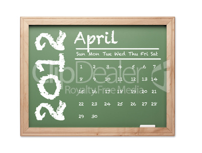 April 2012 Calendar on Green Chalkboard