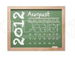 August 2012 Calendar on Green Chalkboard