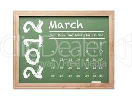 March 2012 Calendar on Green Chalkboard