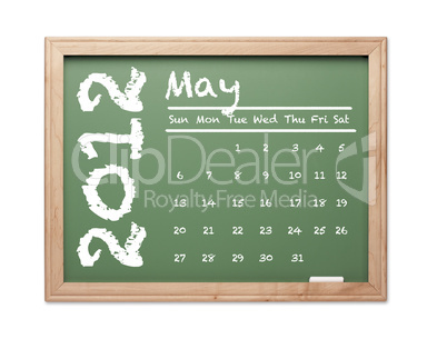 May 2012 Calendar on Green Chalkboard