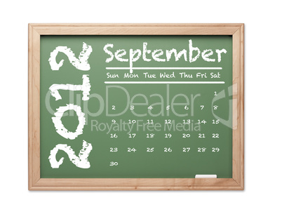 September 2012 Calendar on Green Chalkboard