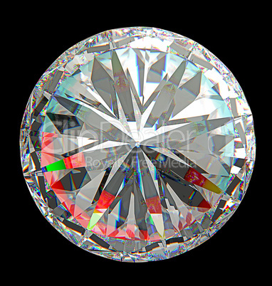 Top view of large round diamond isolated