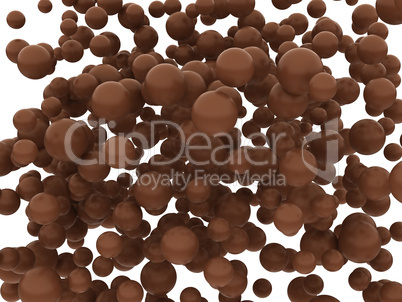 Brown chocolate orbs or balls isolated